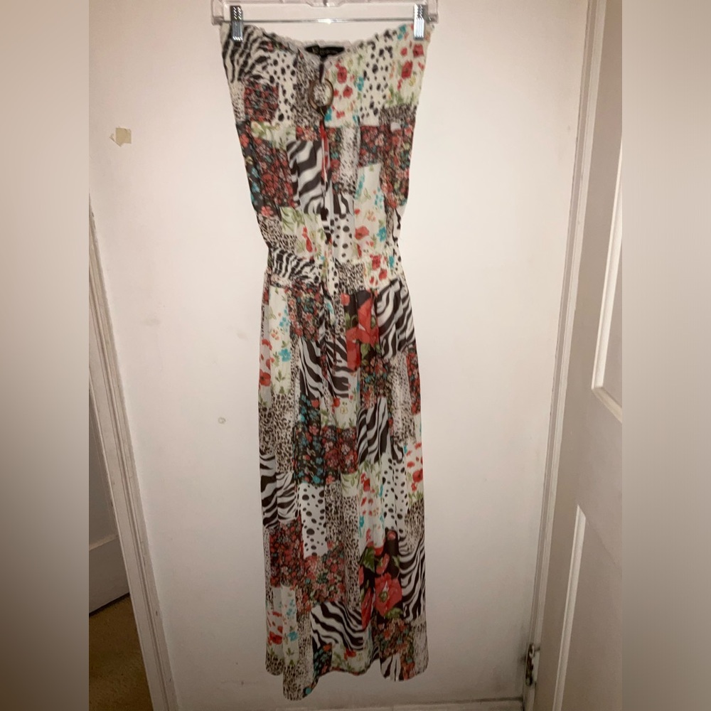 grass collection Multicolor Floral & Zebra Print Maxi Dress